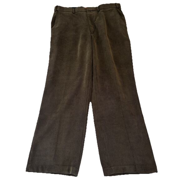 Vintage Haband's Lions Den Men's 36 Medium Green Corduroy Pants Stretch Waist - Picture 1 of 11